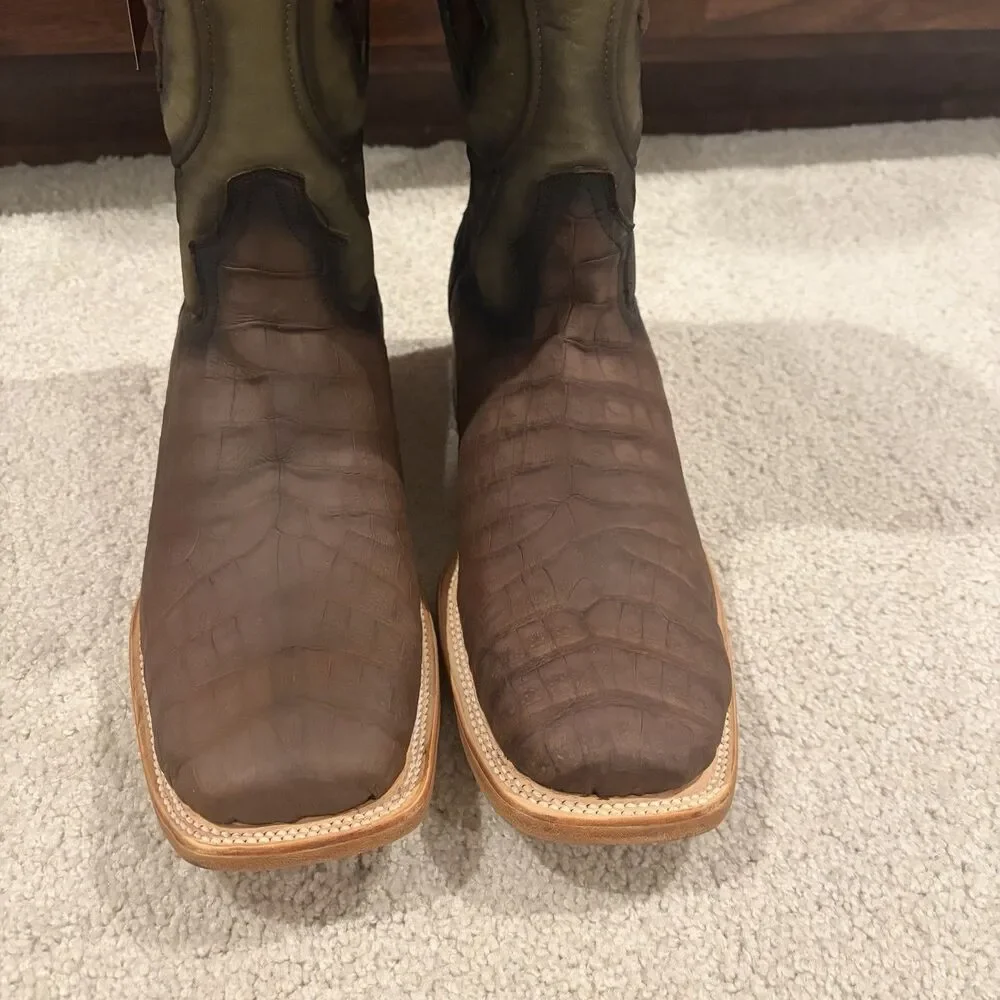 NIB Tanner Mark Men Exotic Caiman Croc Belly Western Boots TMX208053 Sz 11